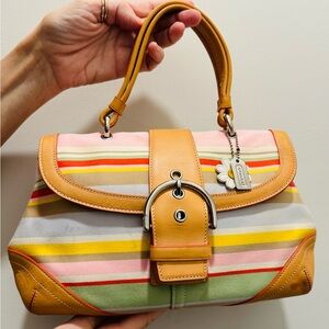 vintage Coach Hampton Soho Striped Satchel, style number 4438.